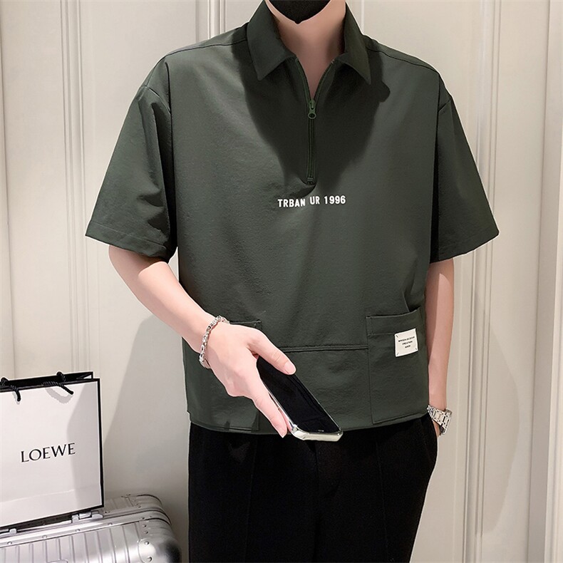 23年夏季男士翻领T恤A210-8035-p4890%锦纶10%氨纶,男装T恤,电商A210