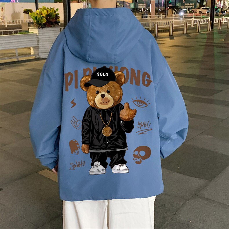 小熊棒球服外套男春秋季2025港风ins潮痞帅潮牌新款大码宽松夹克,男装夹克,电商B371
