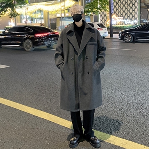 流行百搭毛呢大衣男中长款呢子风衣英伦雅痞男装外套 MN9571/P100图片