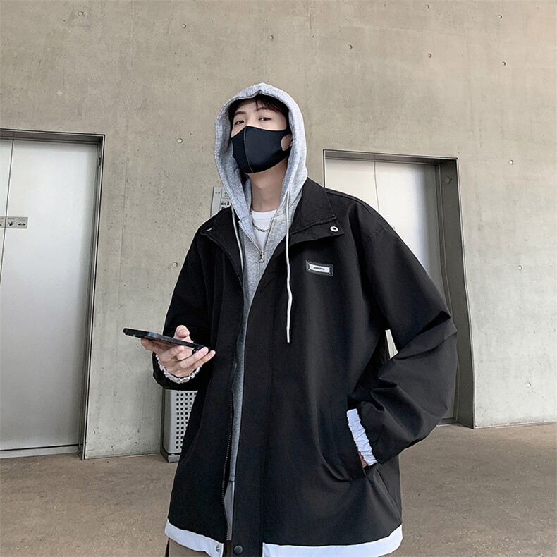 F50-P64假两件外套男士2024秋季新款潮牌宽松休闲夹克冲锋衣,男装夹克,星座512-6