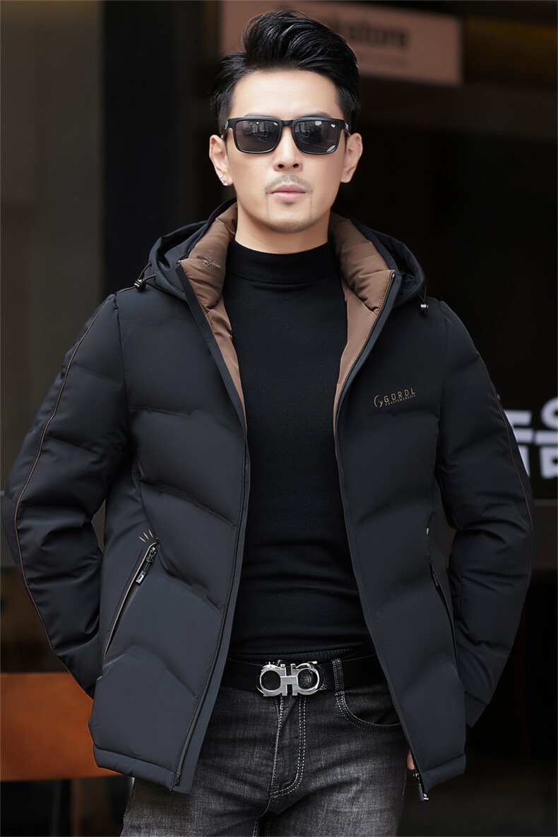 ZMS-M2068新款冬季男士灰鸭绒羽绒服可脱卸帽保暖外套修身大衣,男装羽绒服,电商B360