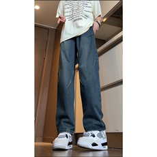 秋季新款美式复古水洗潮流褶皱直筒牛仔裤B315-K23525-P65控78，男装牛仔裤，电商B315