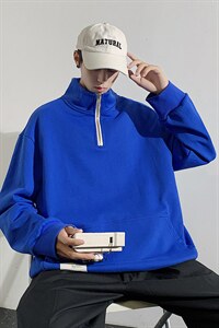秋季上衣男拉链半高领卫衣男装港风长袖t恤男外套男W107-P38图片