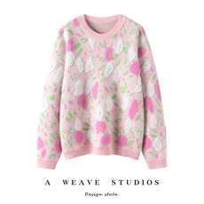 2025四色芝麻点毛巾绣针织衫，女装针织衫/毛衣，兴泰羊绒