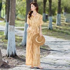 2026年夏季新款时尚慵懒风阔腿裤两件套套装，女装套装/套裙，依路服饰