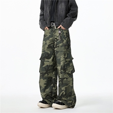 GENIOLAMODE美式迷彩工装裤子男士2025秋季新款宽松直筒休闲阔腿，男装休闲裤，电商B313