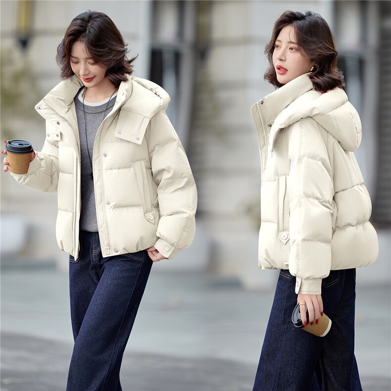 新标90%白鸭绒2025年冬季有帽可拆羽绒服外套,女装羽绒服,米雪儿