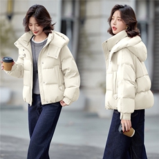 新标90%白鸭绒2025年冬季有帽可拆羽绒服外套，女装羽绒服，米雪儿