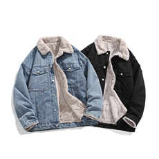 现货加绒牛仔棉服男冬季棉衣外套羊羔绒翻领夹克毛领MY2220-P110，男装夹克，星座1103-3