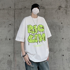 XZ517A-BK3037-P28大码男装2024涂鸦简约潮流情侣T，男装T恤，星座517A