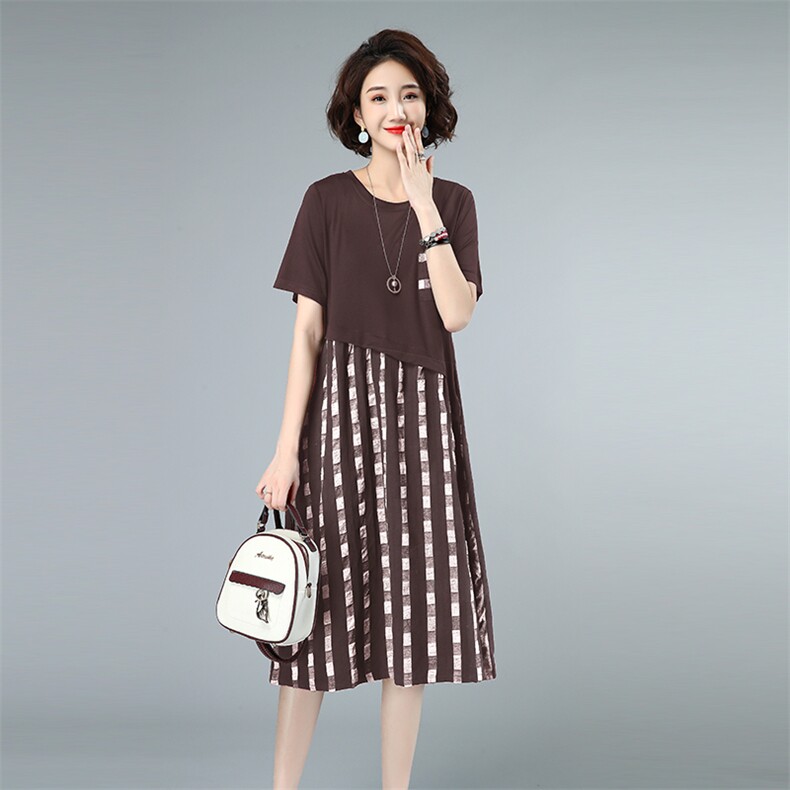 2021夏款新款拼接大码女装连衣裙236款,女装连衣裙,秋牧寒烟