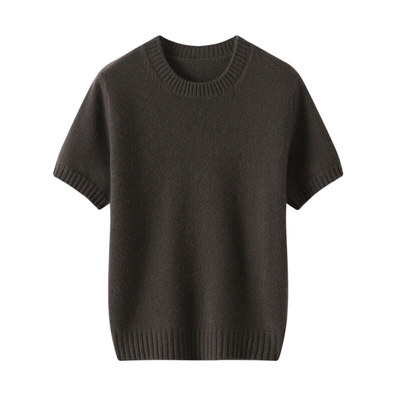 2025年秋季下架深色双股针织羊绒短袖时尚休闲通勤百搭,女装羊绒衫,金暖绒