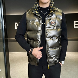 新款男士亮面羽绒马甲加厚款防寒佳品309B-3-8857-P110图片