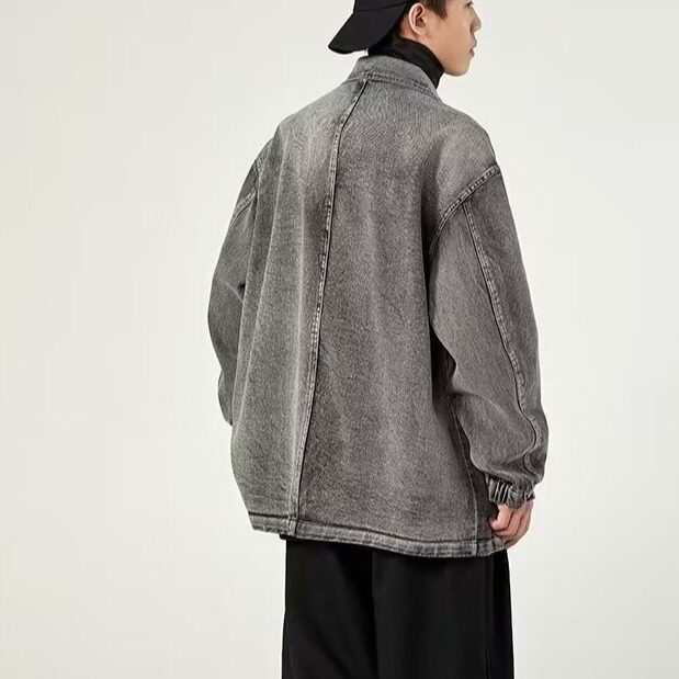 高街潮牌西装领牛仔夹克男女痞帅炸街复古牛仔休闲西装J675-P70,男装夹克,星座1001-1