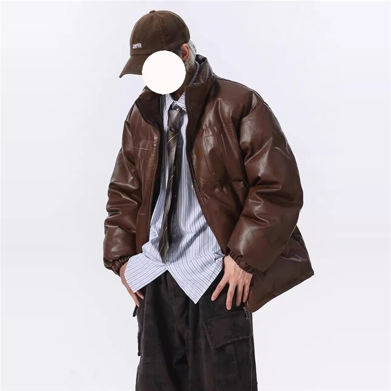 冬季立领pu皮钢印羽绒棉服男外套M2881P90直播,男装棉衣,星座1904A