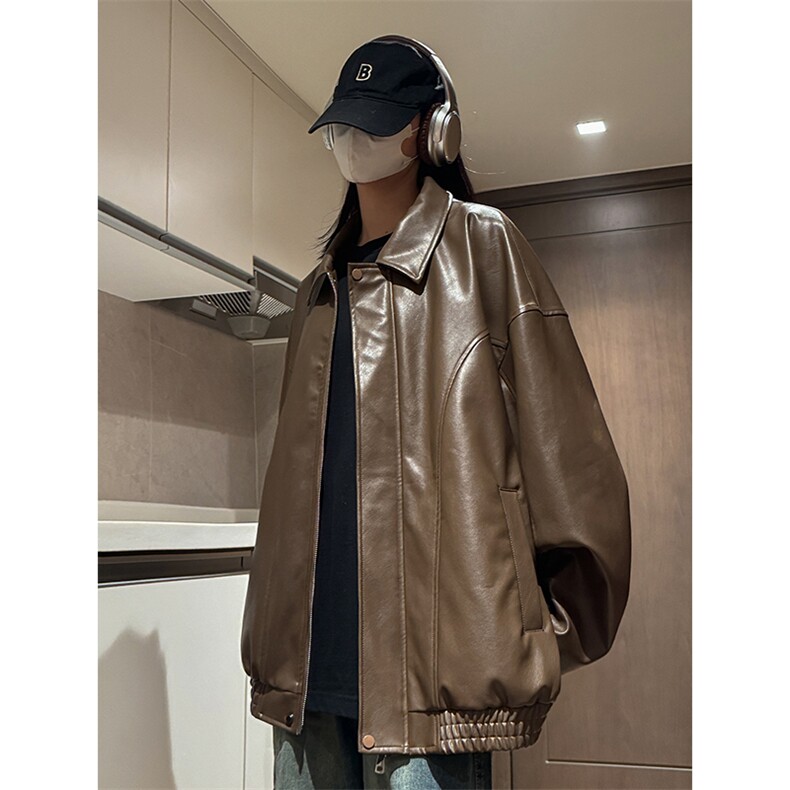 【直播】春季新款皮衣女外套宽松皮夹克C2318-TP90控价138,男装夹克,电商A102-1