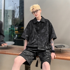 量大优供视频新风龙纹冰丝短袖衬衫男XH50-特P38，男装衬衫，电商B367
