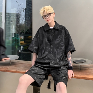 量大优  供视频  新风龙纹冰丝短袖衬衫男XH50-特P38图片