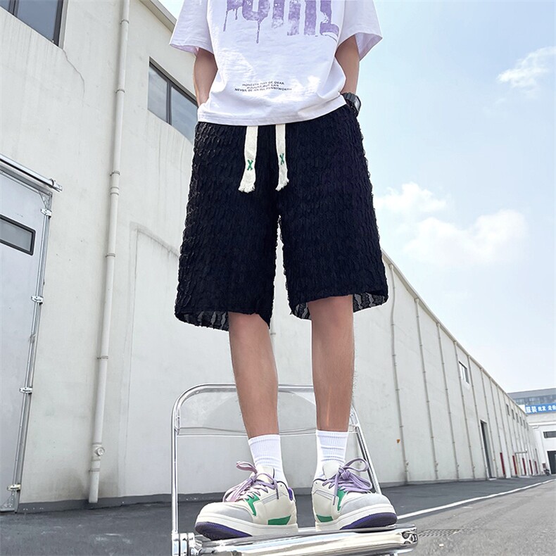 玲珑条设计感2024新款情侣款百搭休闲运动五分裤D165P32,男装牛仔裤,星座1116-2