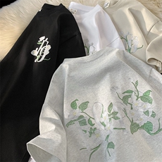植物花卉纯棉短袖T恤T120-P28现货，男装T恤，电商D309B