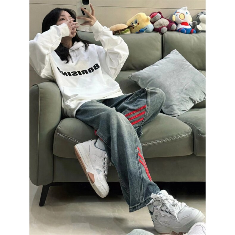 【有货】美式复古条纹牛仔裤男款春秋三条杠裤子G8512HH-特P55图片