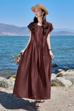 法式连衣裙2025夏季新款高级感漂亮气质大码宽松显瘦海边度假长裙，女装连衣裙，魅衣本色