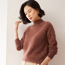 2025秋冬新款35%山羊绒女士7针花纱插肩半高领羊绒衫，女装羊绒衫，拓驰羊绒