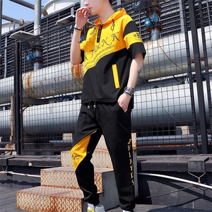 短袖男套装夏季2021新款潮流九分裤学生两件套T760-P55图片