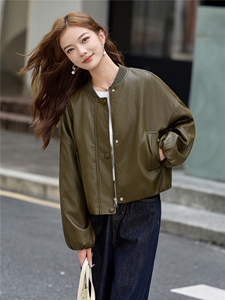 休闲棒球服免洗皮衣外套女2025秋季新款时尚减龄宽松百搭夹克上衣图片