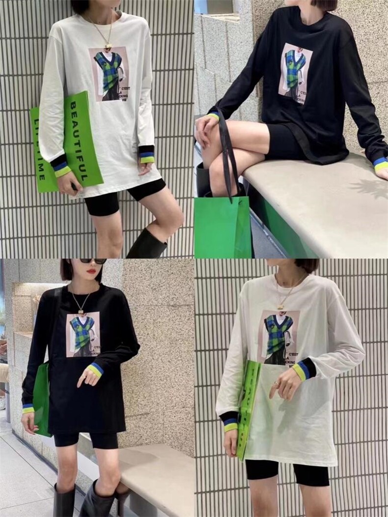 2021新款纯加厚长袖T恤女装中长款洋气内搭羽绒皮毛，女装T恤，依露奇