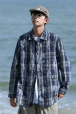 25年春季格子衬衫长袖大码宽松落肩现货DS-C323-1-2370-特批35，男装衬衫，电商C323-1