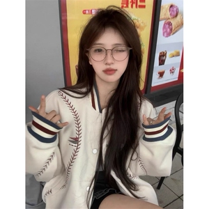 三彩尼满刺绣棒球棉服ins时尚新款慵懒气质日系文艺潮流 JHT283图片