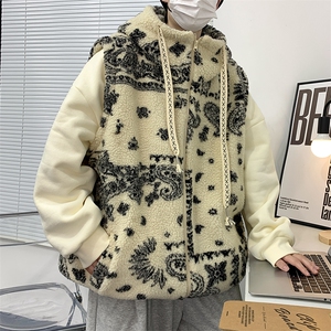 羊羔毛马甲外套男秋冬加绒加厚无袖棉衣潮牌棉服 MJ200*P78控98图片