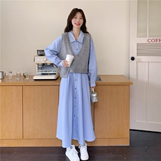 现货新款毛衣马甲连衣裙套装25076P155K238，女装套装/套裙，2D035