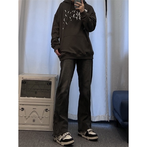 美式hiphop纯色修身直筒牛仔裤 控价68图片