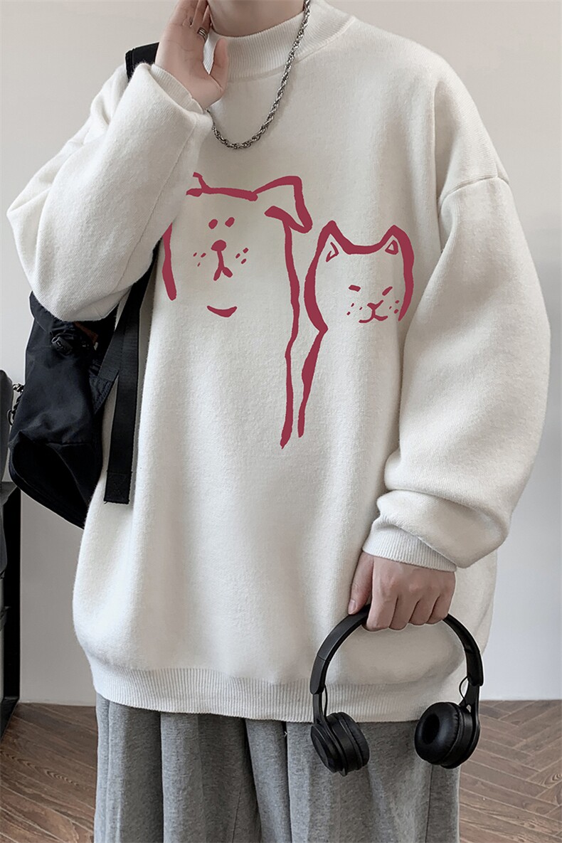8XL半高领毛衣男大码胖子针织衫毛线衣M18378-P45加绒款-P65,男装针织衫/毛衣,电商A040