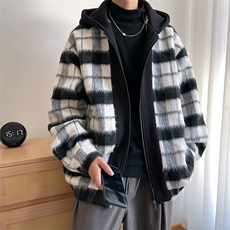 小香风秋装新款拼色男士毛呢港风连帽夹克外套A071-JK108-P125，男装夹克，电商A071