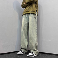 k1036-p48-控78M-5xl港风高阶黄泥黑暗宽松大码牛仔裤，男装牛仔裤，星座116