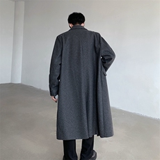 中长款毛呢大衣男2024新款春秋季棉外套高级感英伦风衣JK0252-P98，男装风衣，星座308B-2