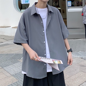 新款韩版宽松百搭休闲上衣纯色五分袖衬衣2023夏季 W3081-P23图片