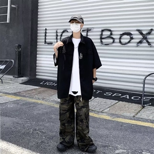夏季新款衬衫潮流慵懒男方领衬衫 P40图片