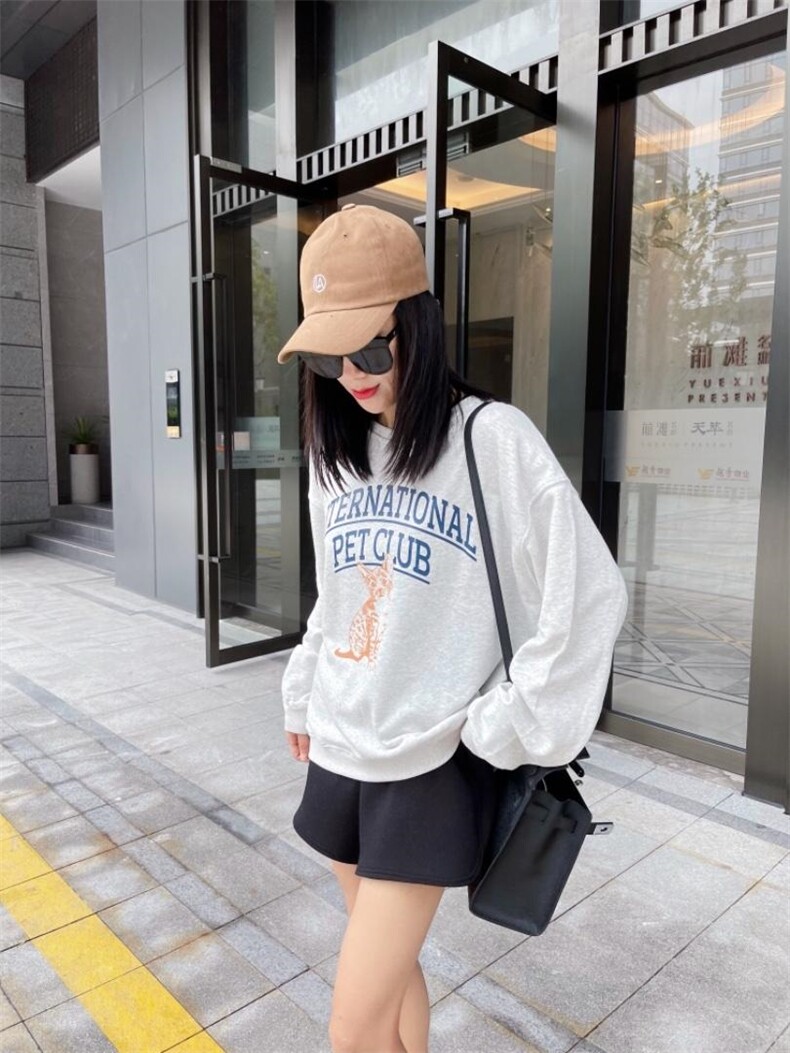 小猫图案卫衣，女装卫衣/绒衫，LL+