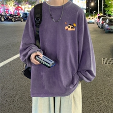 直播品质重磅纯棉美式蜡染水洗做旧潮牌宽松长袖t恤CT301特P38，男装T恤，电商A486