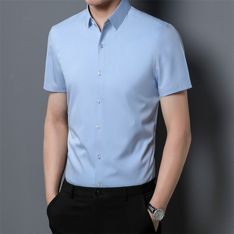C8907钱塘2020-1休闲百搭夏季薄款中年男士商务短袖衬衫P53,男装T恤,钱塘207-1