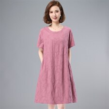 纯棉连衣裙女2024年夏季新款宽松大码遮肚子显瘦气质中年妈妈裙子，女装连衣裙，鑫鑫格