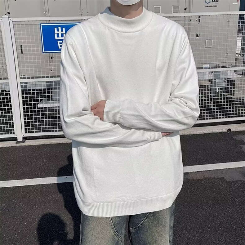 港风宽松保暖打底衫纯色半高领毛衣男潮流ins针织衫M1701-P30,男装针织衫/毛衣,星座512-4