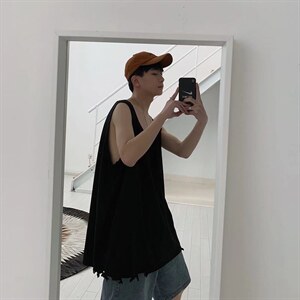 破边背心男夏季新款ins潮牌潮流情侣坎肩马甲宽松运动无袖M911-22图片