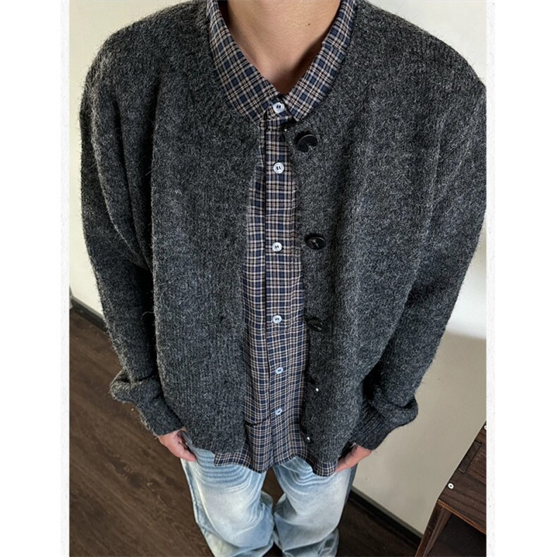 新款美式慵懒高级感毛衣开衫外套男女休闲针织衫外套LM53388-p58，男装针织衫/毛衣，星座1008