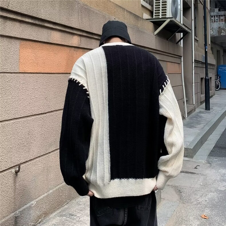 鹿毛绒美式圆领毛衣男慵懒风休闲针织衫B627P53,男装针织衫/毛衣,星座1116-2