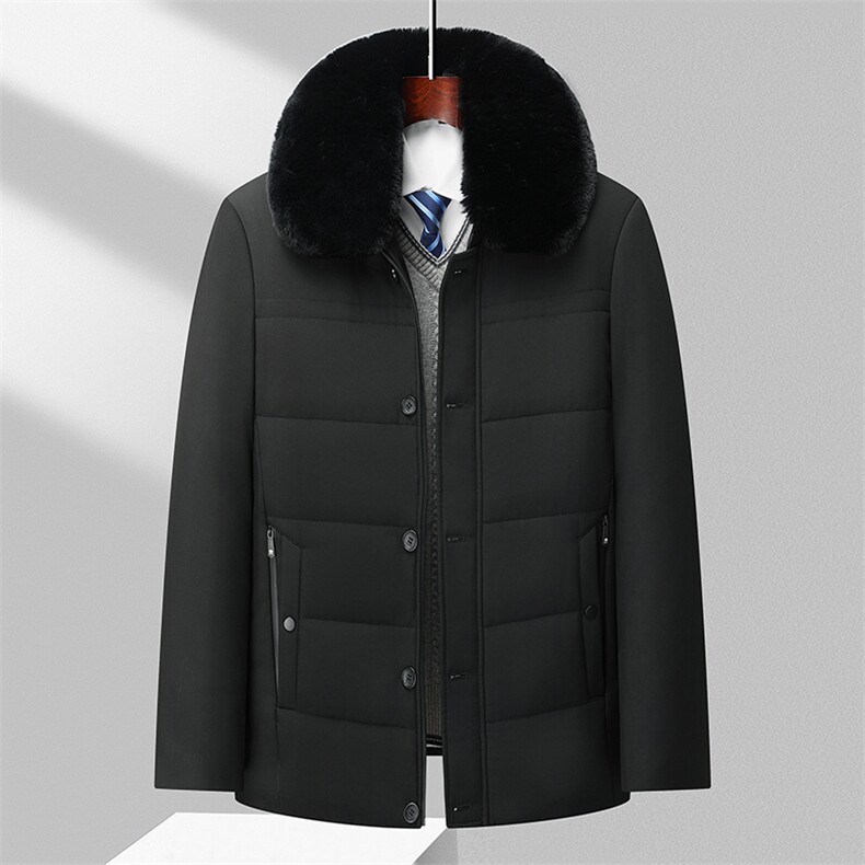 中老年棉衣冬季加绒加厚可脱卸大毛领爸爸装中年棉服 BD307-P90图片